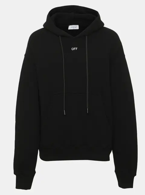 Off-White Black Cotton Logo Print Hoodie S