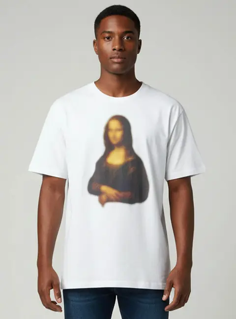 Off-White White Blurred Mona Lisa Print Cotton Crew Neck T-Shirt XL