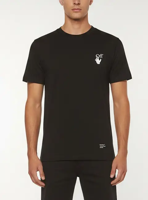 Off-White Black Printed Cotton Crewneck T-Shirt XXS