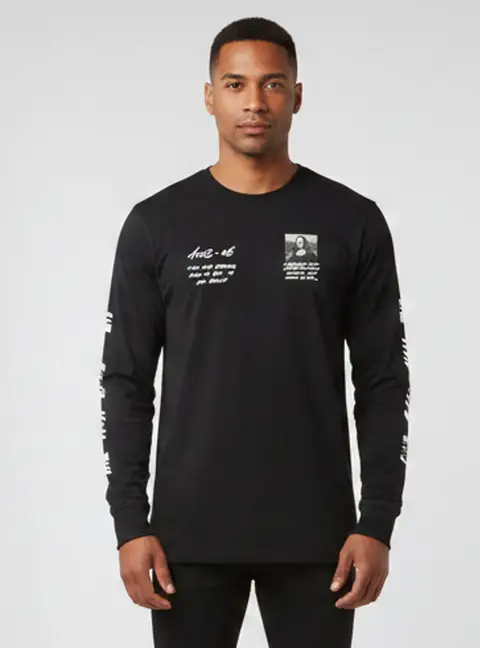 Off-White Black Monalisa Graphic Print Cotton Long Sleeve T-Shirt L