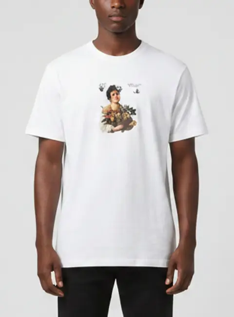 Off-White White Caravaggio Graphic Jersey Crewneck T-Shirt XL