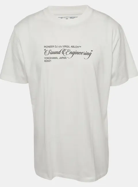 Off-White &times; Pioneer DJ White Graphic Print Jersey Crewneck T-Shirt XL