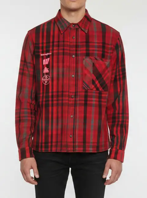 Off-White Red/Black Check Flannel 'Mariana De Silva' Shirt XL