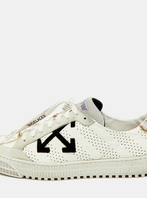 Off-White Vulcanized Size 41 White/Grey Leather and Suede Lace Up Sneakers