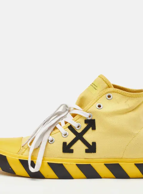 Off-White c/o Virgil Abloh Vulcanized Size 44.5 Yellow Canvas High Top Sneakers