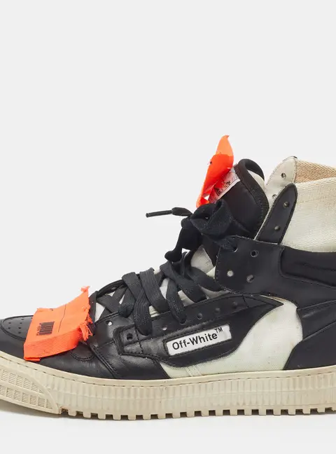 Off-White 3.0 Off Court Size 40 Black/White Canvas and Leather High Top Sneakers