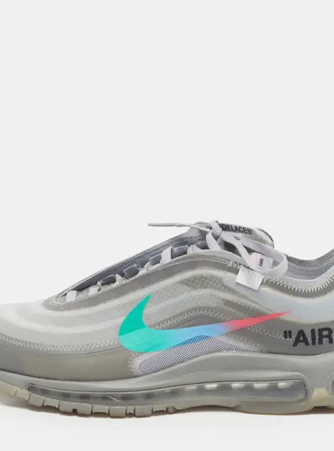 Off-White x Nike Air Max 97 Size 42 Grey Mesh and PVC Low Top Sneakers
