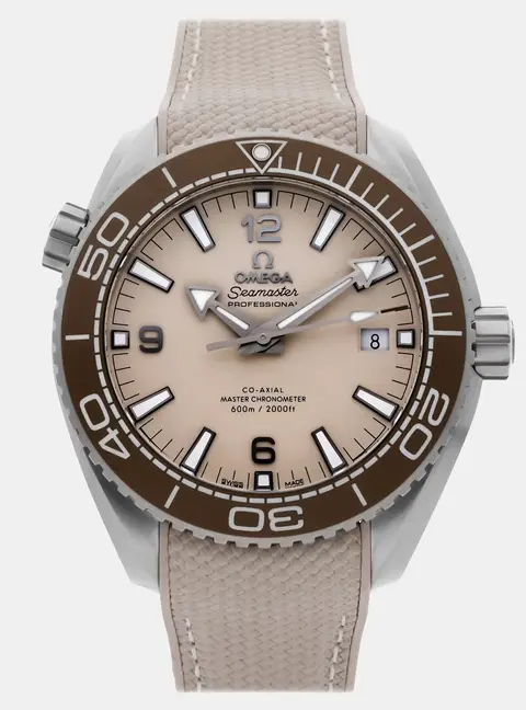 Omega Seamaster Planet Ocean 600M 215.32.44.21.09.001 Automatic Beige Dial Stainless Steel Men's Wristwatch 43mm