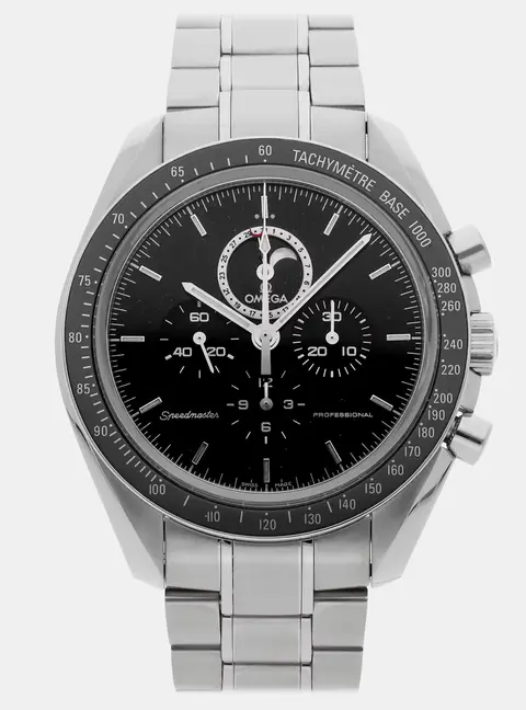 Omega Speedmaster Moonphase 311.30.44.32.01.001 Black Stainless Steel Manual Winding Men's Wristwatch 44mm