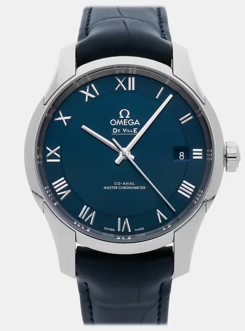 Omega De Ville Hour Vision 433.13.41.21.03.001 Blue Automatic Stainless Steel Men's Wristwatch 41mm