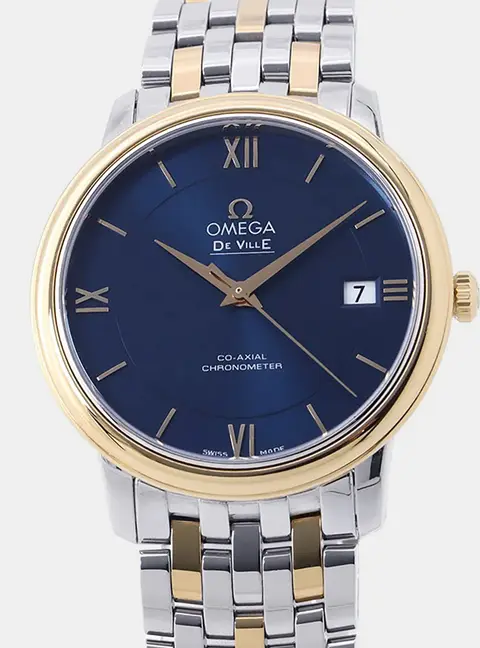 Omega De Ville Prestige 424.20.37.20.03.001 Blue Yellow Gold, Stainless Steel Automatic Men's Wristwatch 36.8mm