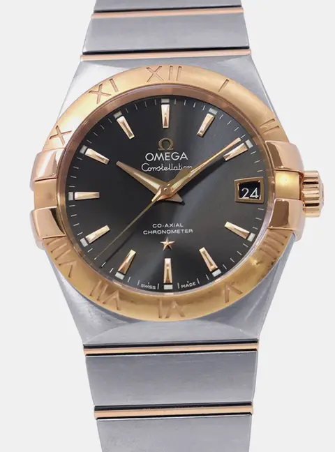 Omega Constellation 123.20.38.21.06.002 Black 18K Yellow Gold, Stainless Steel Automatic Men's Wristwatch 38mm