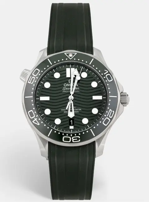 Omega Seamaster 300M 210.32.42.20.10.001 Green Dial Stainless Steel Rubber Men's Wristwatch 42 mm