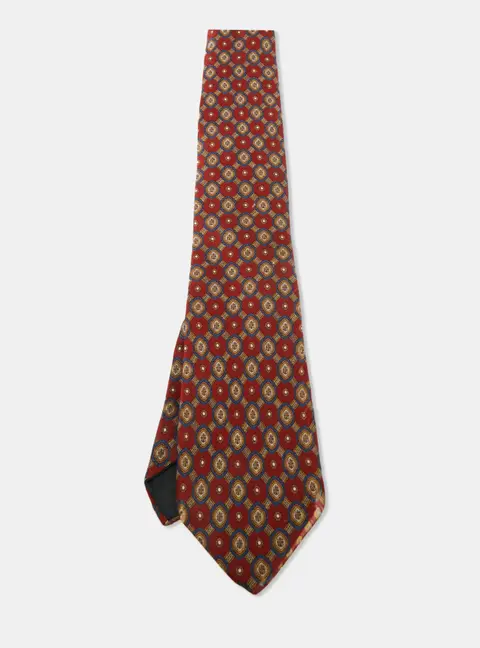 Oscar de la Renta Vintage Multicolor Printed Silk Tie