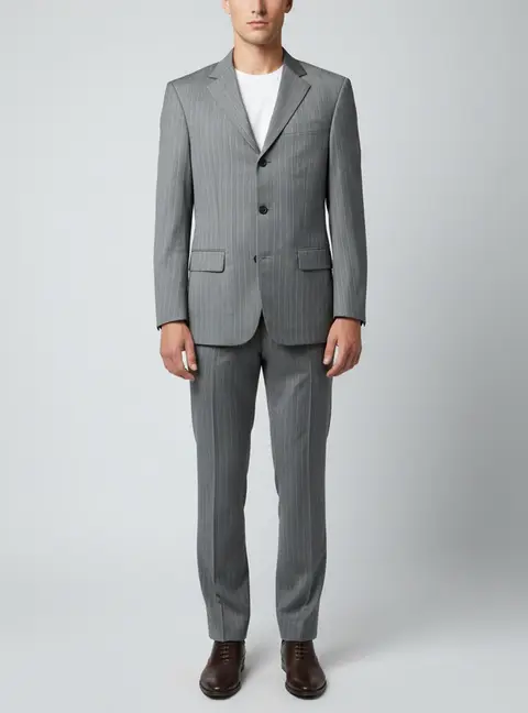 Oscar de la Renta Profile Vintage Grey Striped Wool Regular Fit Suit S