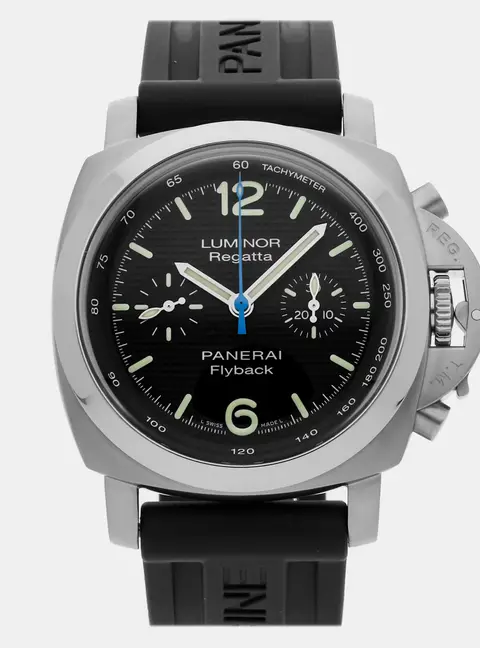 Panerai Luminor 1950 Flyback Regatta PAM 253 Automatic Chronograph Black Dial Stainless Steel Men's Wristwatch 44mm