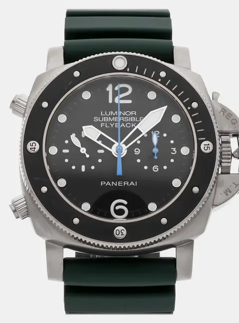 Panerai Luminor Submersible 1950 PAM00615 Automatic Flyback Chronograph Black Dial Titanium Men's Wristwatch 47mm