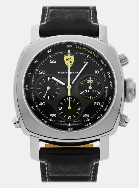 Panerai Ferrari Scuderia Rattrapante FER00010 Automatic Chronograph Black Dial Stainless Steel Men's Wristwatch 45mm