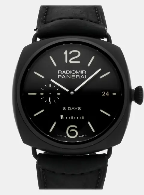 Panerai Radiomir 8 Days PAM 384 Black Ceramic Manual Winding Men's Wristwatch 45mm