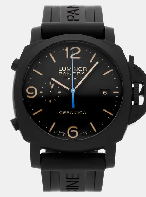 Panerai Luminor 3 Days Chronograph Flyback PAM 580 Black Ceramic Automatic Men's Wristwatch 44 mm