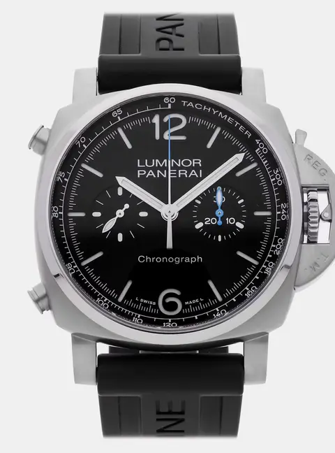 Panerai Luminor Chronograph PAM 1109 Black Stainless Steel Automatic Men's Wristwatch 44 mm