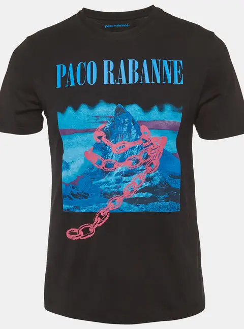 Paco Rabanne Black Montagne Print Jersey T-Shirt XL
