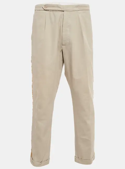 Palm Angels Cream Gabardine Side Stripe Trousers XXL