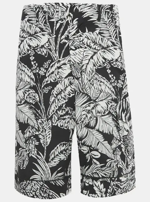 Palm Angels Black Parrots Print Crepe Shorts S
