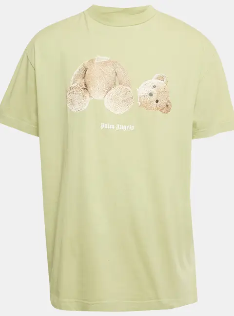 Palm Angels Green Teddy Print Jersey Crewneck T-Shirt XXL