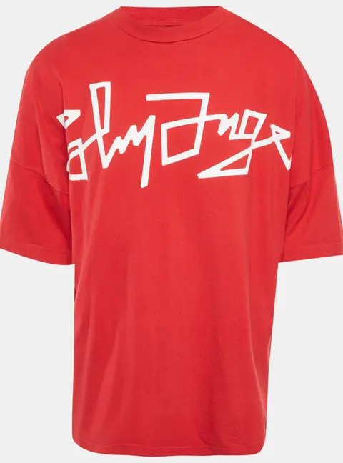 Palm Angels Red Logo Print Oversized Crew Neck T-Shirt L