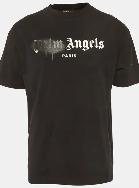 Palm Angels Black Logo Sprayed Jersey T-Shirt L
