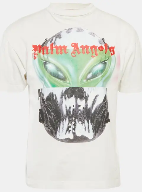 Palm Angels White Back Printed Jersey T-Shirt XS