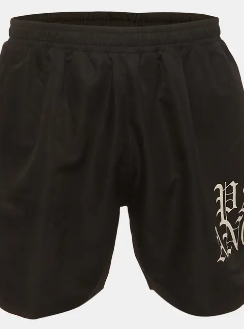 Palm Angels Black Logo Graphic Synthetic Track Shorts L