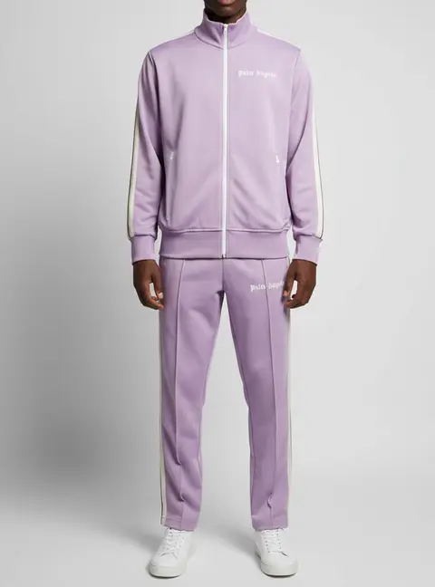 Palm Angels Purple Logo Print Jersey Stripe Detail Track Suit L/XL