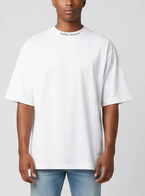 Palm Angels White Printed Cotton Crewneck T-Shirt S