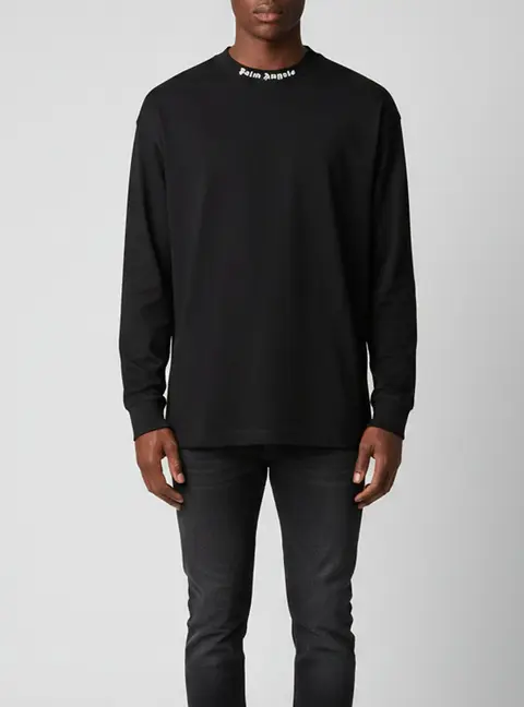 Palm Angels Black Printed Jersey  Crewneck T-Shirt L