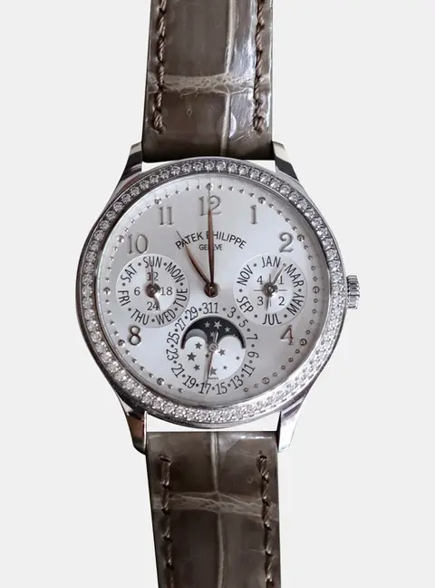 Patek Philippe Perpetual Calendar 7140R-001 White Rose Gold, Diamond Automatic Men's Wristwatch 35mm