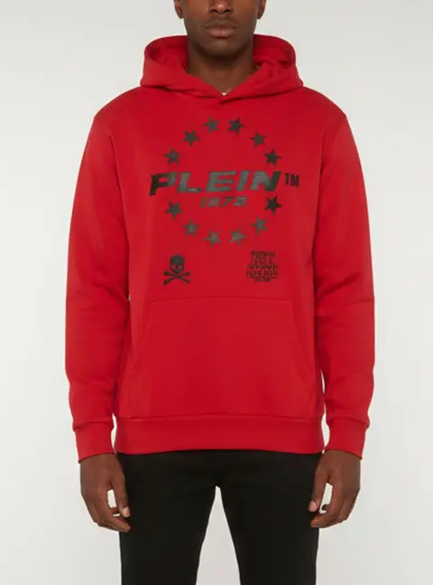 Philipp Plein Red Printed Jersey Long Sleeve Hoodie XL