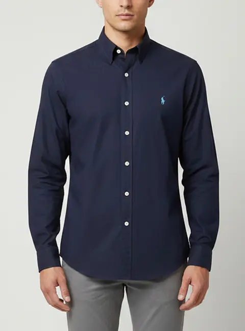 Polo Ralph Lauren Navy Blue Stretch Cotton Slim Fit Shirt M