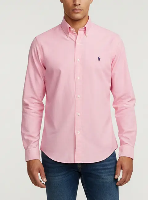 Polo Ralph Lauren Pink Logo Embroidered Cotton Shirt S