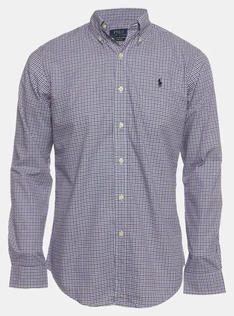 Polo Ralph Lauren Purple Logo Embroidered Checked Cotton Shirt S