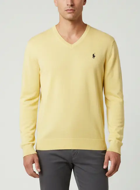 Polo Ralph Lauren Yellow V-Neck Long Sleeve Sweatshirt S
