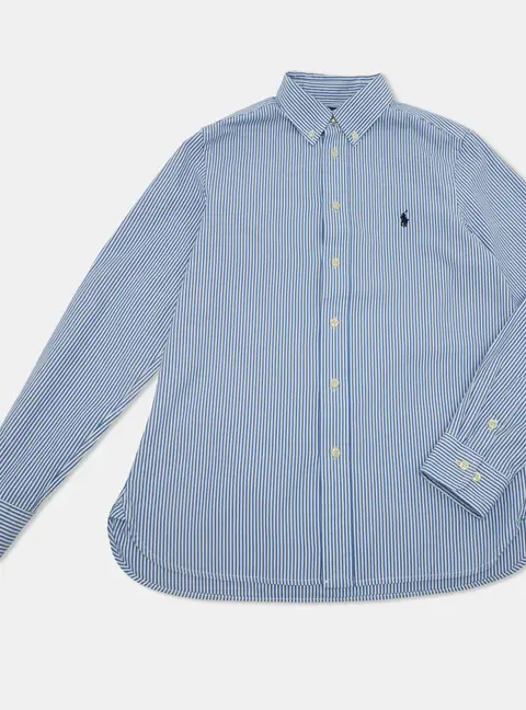 Polo Ralph Lauren Blue Stripe Cotton Button Down T-Shirt L