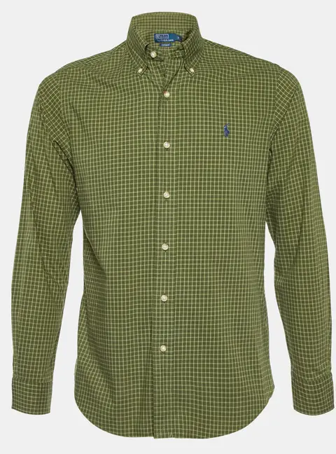 Polo Ralph Lauren Green Checked Cotton Custom Fit Button Down Shirt S