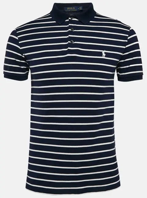 Polo Ralph Lauren Blue Striped Cotton Pique Polo T-Shirt M