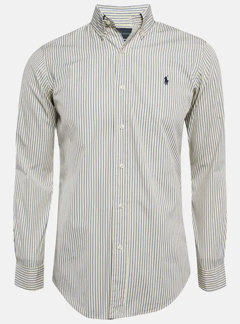 Polo Ralph Lauren Yellow/Blue Striped Cotton Custom Fit Shirt S