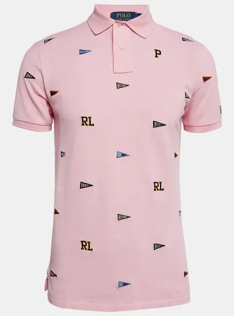 Polo Ralph Lauren Pink Embroidered Cotton Polo T-Shirt M