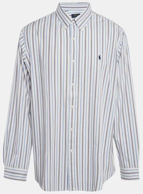 Polo Ralph Lauren White Stripe Cotton Classic Fit Shirt XXL