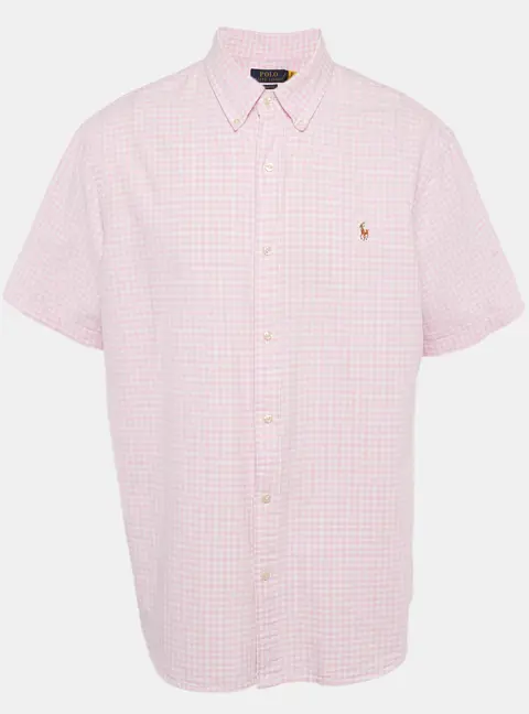 Polo Ralph Lauren Pink Gingham Checks Cotton Short Sleeve Shirt XXL