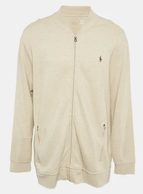 Polo Ralph Lauren Beige Jersey Zip-Up Jacket XXL